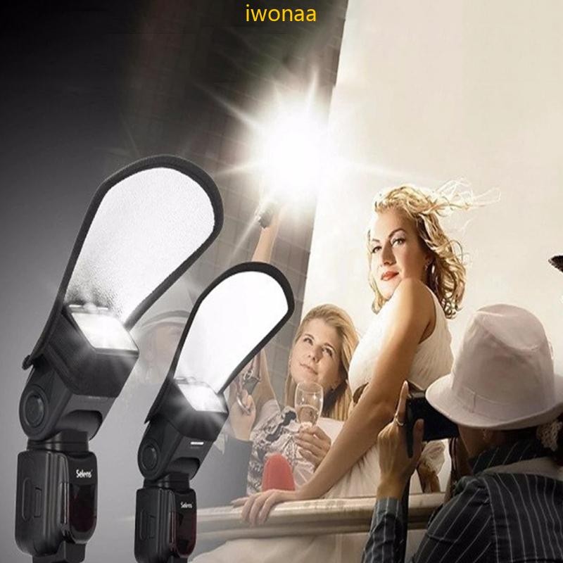 Iwo Flash Diffuser Reflector 2 ด้านสีขาว Silver Bend Bounce Flash Reflector แผง