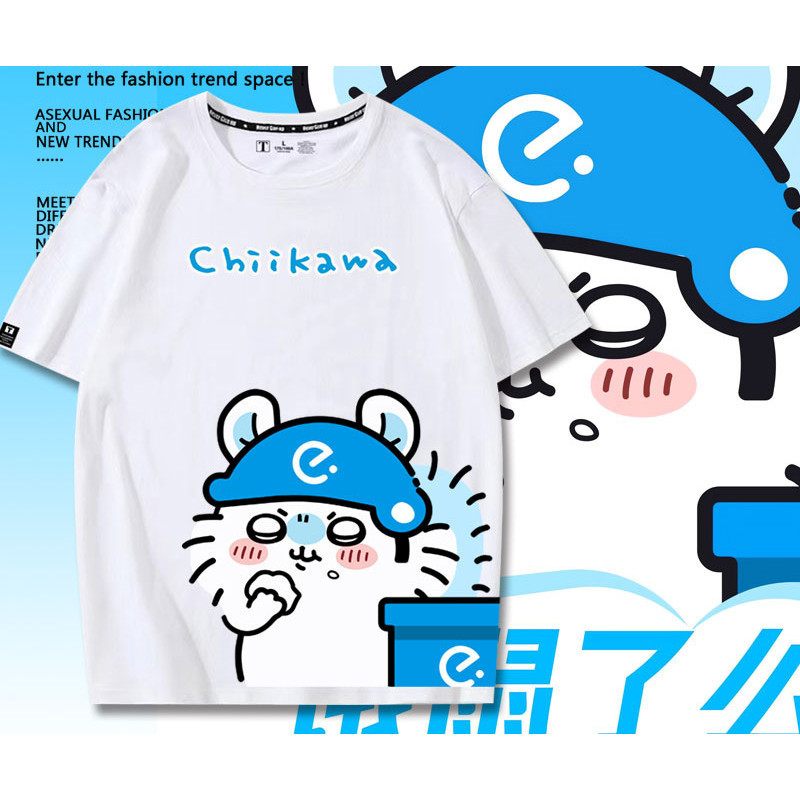 ผ้าฝ้าย 1 เสื้อยืด Chikawa Chikawa Flying Squirrel Moka Hungry Over Sized เสื้อยืด