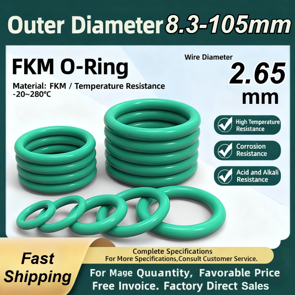 [XM] สีเขียวฟลูออไรด์ยางแหวนปิดผนึกเส้นผ่านศูนย์กลางลวด 2.65 มม. * เส้นผ่านศูนย์กลางภายใน 3--100 มม. ฟลูออไรด์ยางโอริงแหวนยางปิดผนึกทนต่อการกัดกร่อนทนต่