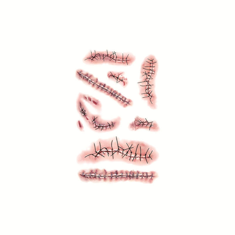 现货！万圣节纹身贴仿真恐怖流血假伤口缝线伤疤纸派对吧妆容脸贴Halloween Tattoo Sticker Simulation Horror Bleeding Fake Wounds