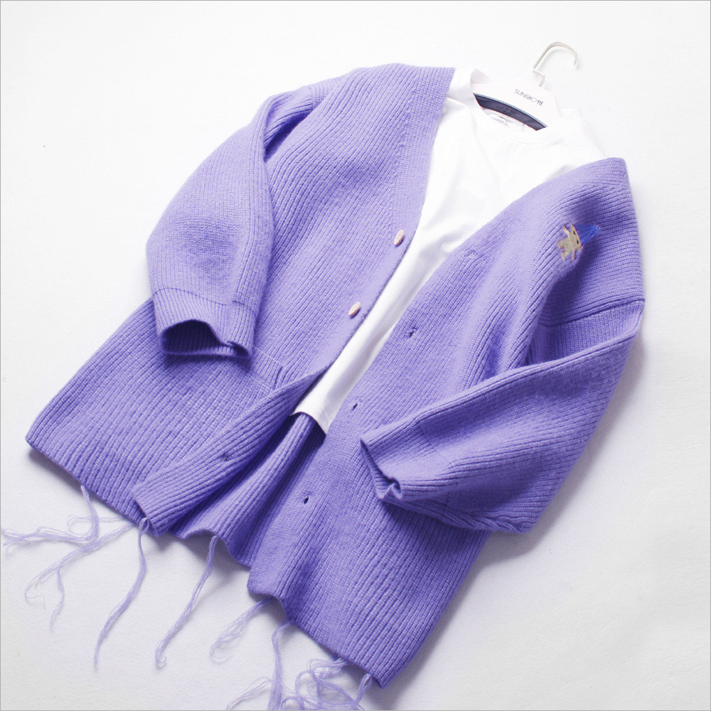 GROS MISS Celebrity Style V-neck Cardigan Embroidered Warm Coat for Women