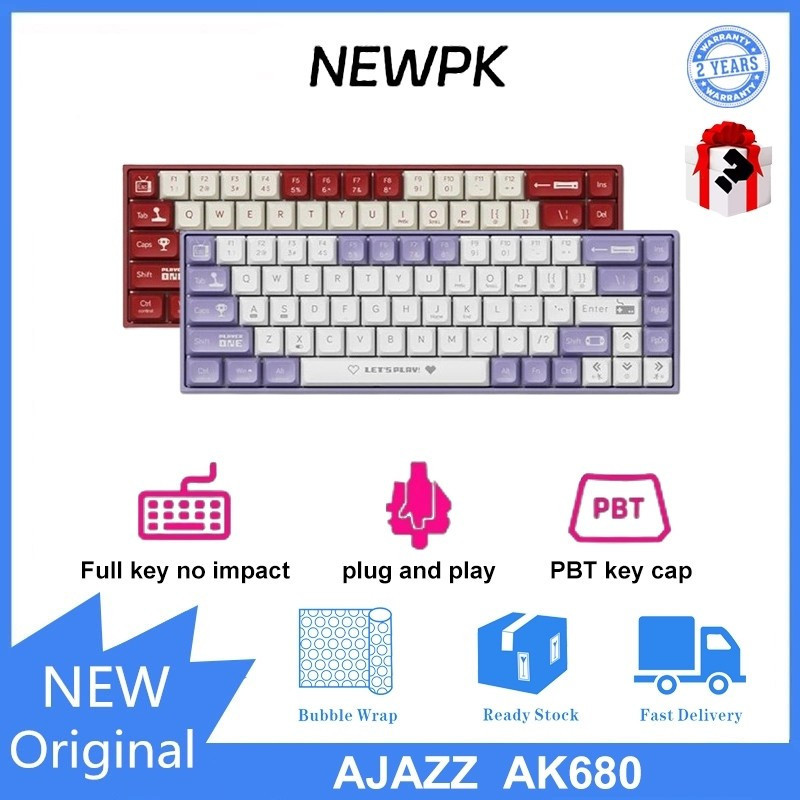AJAZZ AK680 คีย์บอร์ดแบบมีสาย 68 คีย์เกมปลั๊กร้อน CableHT99 DPBH