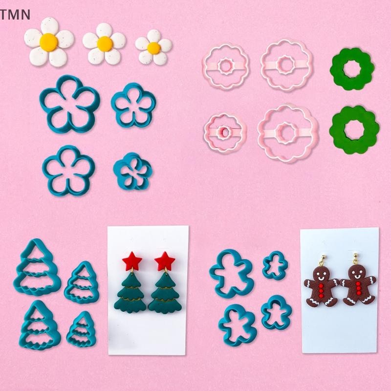 [TMN] พวงหรีดต้นคริสต์มาสเครื่องตัดดินโพลิเมอร์ต่างหูสร้อยคอจี้แม่พิมพ์ดินอ่อน DIY เครื่องมือมือเครื