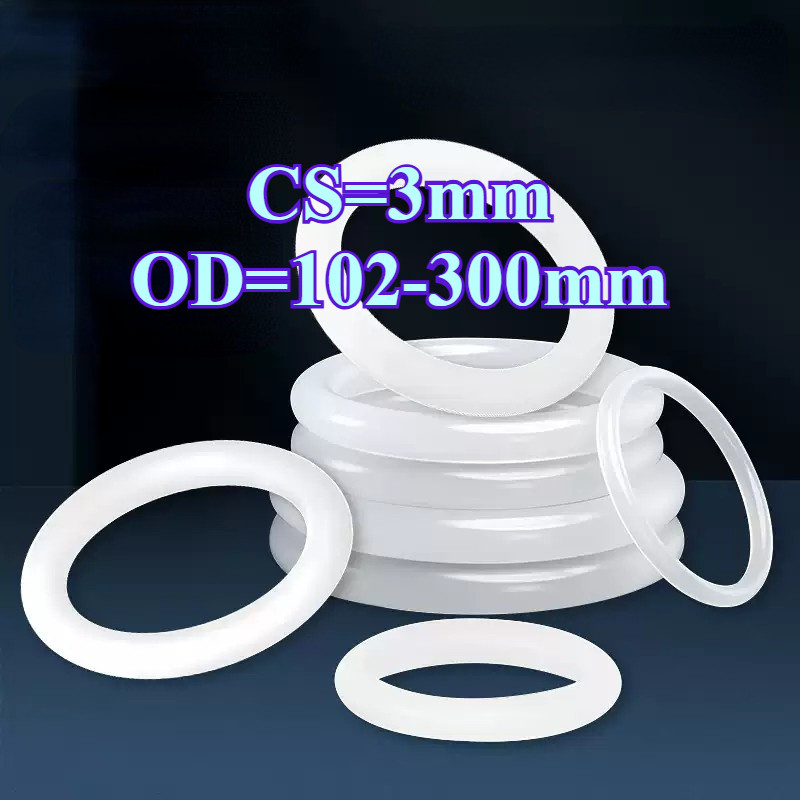 O-ring ประเก็น CS3mm*OD102-300mm O-ring แหวนซิลิโคนสีขาวซีลเกรดอาหารแหวนยางกันน้ําปะเก็นยืดหยุ่นCZT-