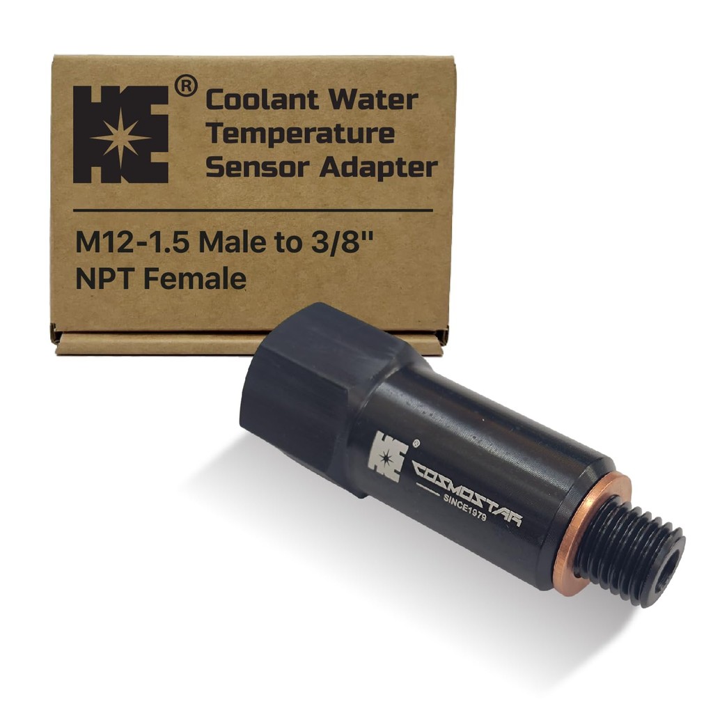 Cosmostar Coolant Water Temperature Sensor Adapter – M12-1.5 Male to 3/8" NPT Female, 1.7" ขยายความย