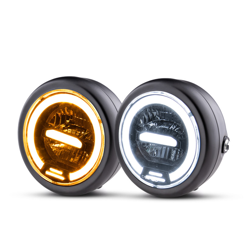 Zongshen week8 Saikelong RA2 รถจักรยานยนต์ Prince ดัดแปลง LED Angel Eye 19 ซม.รอบ Retro ไฟหน้า