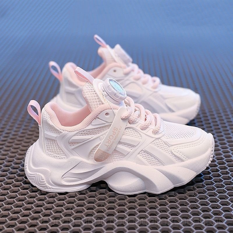 รองเท้าเด็กหญิงสไตล์ใหม่สำหรับนักเรียน กีฬา พร้อมพื้นผิวด้านบนเป็นตาข่ายระบายอากาศ หลากหลายไซส์ - รูปที่ 2