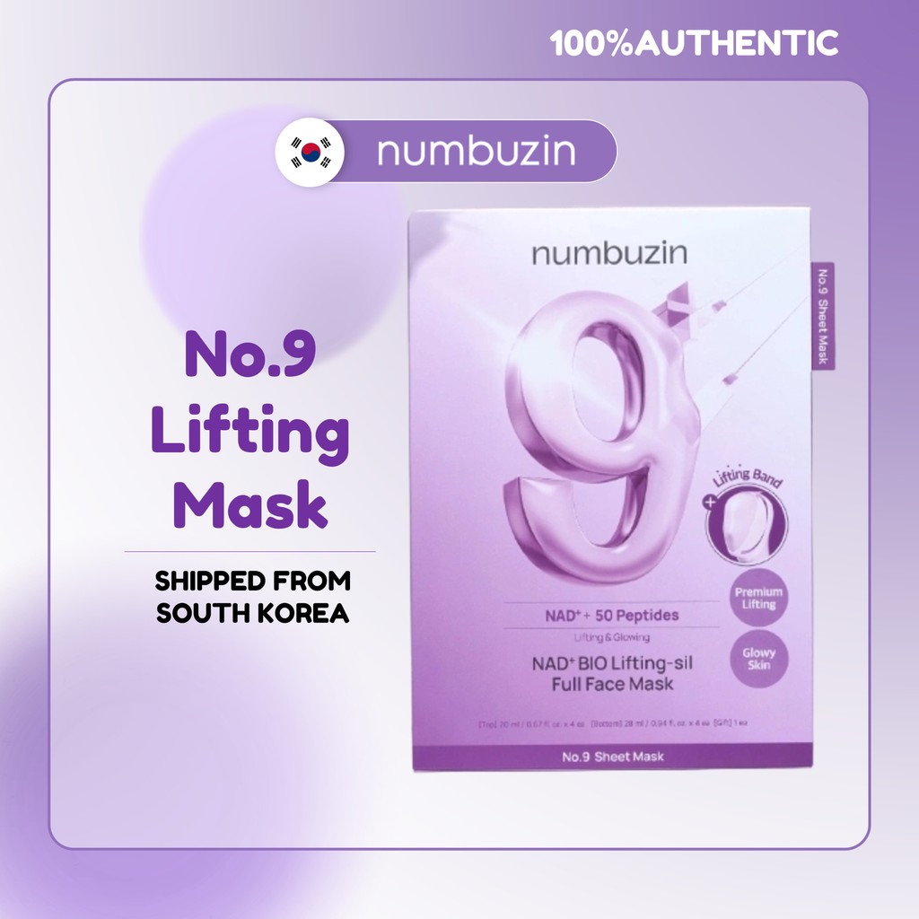 [Numbuzin] No.9+ NAD+ BIO Lifting-sil Full Face Mask 4pcs 1Box