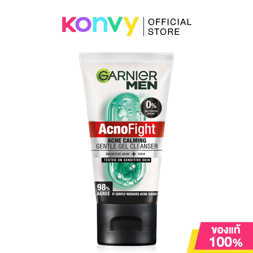 Garnier Men Acnofight Acne Calming Gentle Gel Cleanser 50ml การ์นิเย่ เจลล้างหน้าสำหรับผู้ชาย สูตรอ่อนโยน.