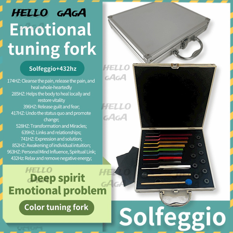 Solfeggio อารมณ์ส้อม + 432HZ ส้อมจูนชุดสีสันส้อม 10 ชิ้นชุดอลูมิเนียมปรับส้อม 174HZ 528HZ ปรับส้อม 9