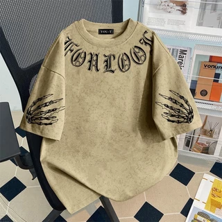 Top.basic🔥เสื้อยืดOversize ผ้าCOTTONลาย "Skeleton hand" เนื้อผ้าเกรดพรีเมียม คอกลม เสื้อวินเทจ ใส่สบาย【COD】