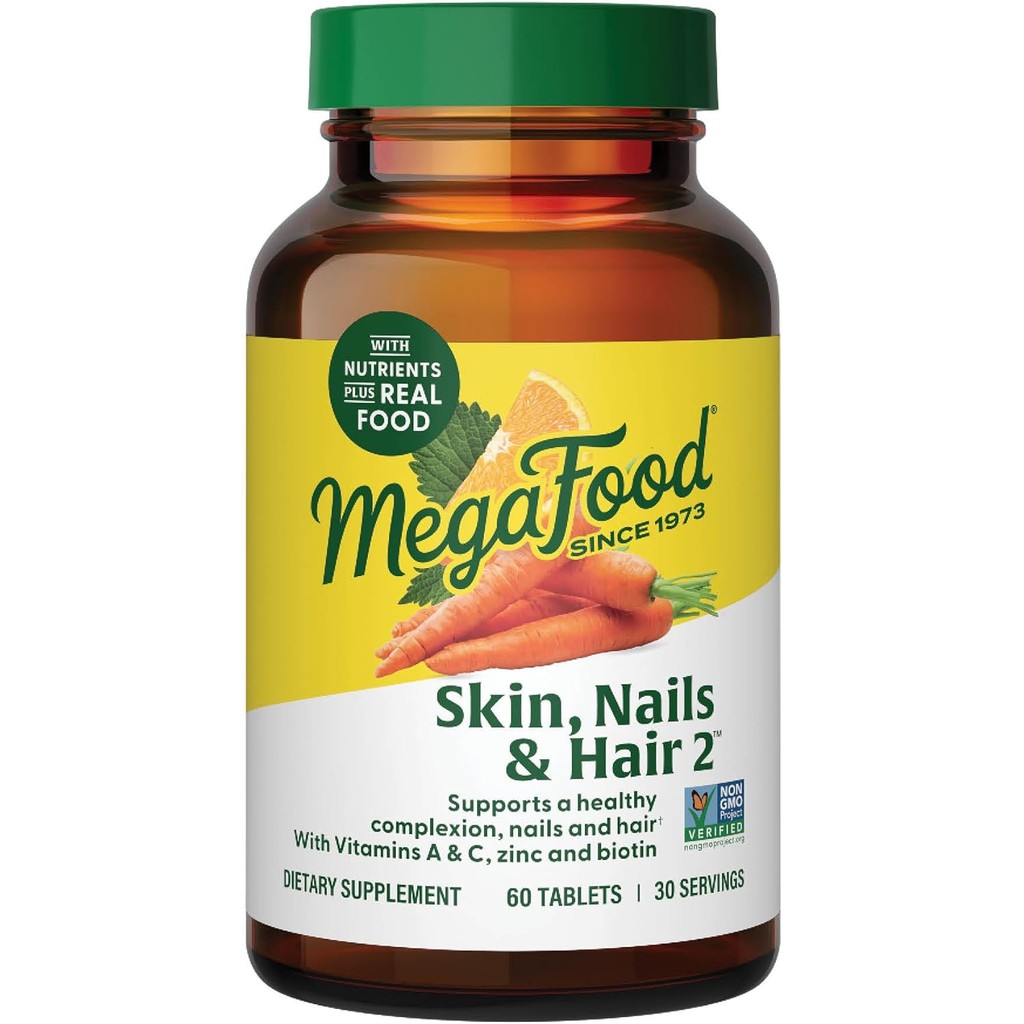 MegaFood Skin, Nails & Hair 2 - วิตามินสําหรับ Wn & Men - ไบโอติน, วิตามิน A, C, Zinc, B6, E, Pantot
