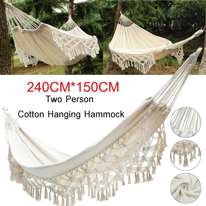 ​​เปลญวนผู้ใหญ่กันโรลโอเวอร์ รับน้ำหนักได้ 250 กก. ผ้าใบคุณภาพสูง พร้อมลูกไม้ เก็บง่าย-พกพาสะดวก