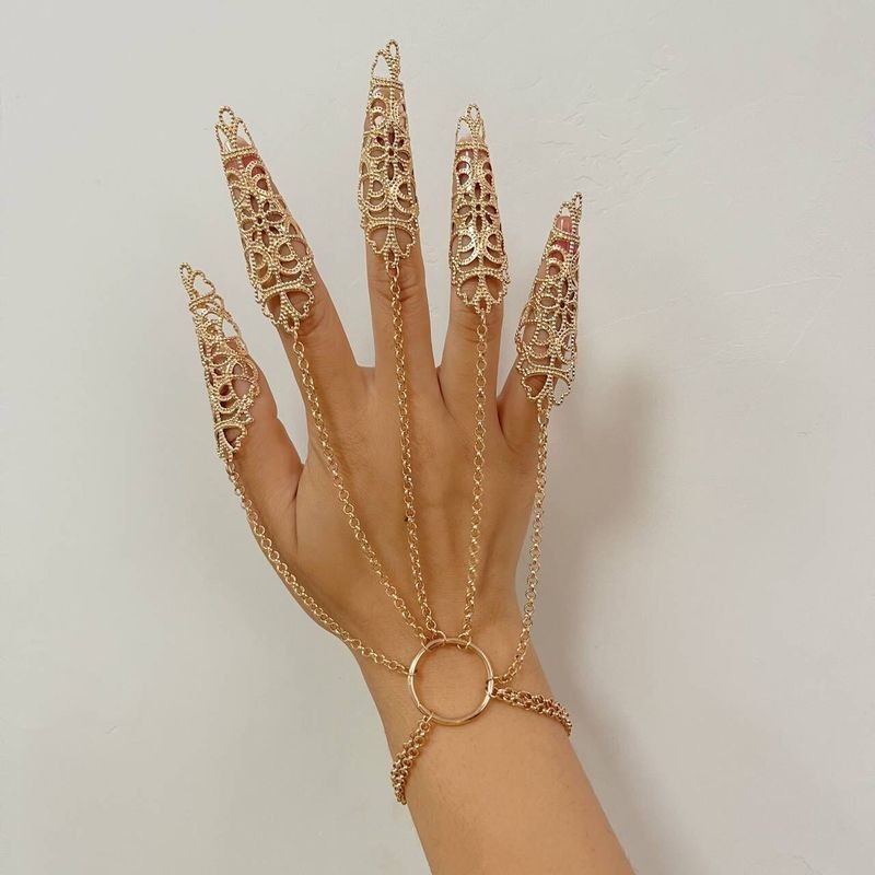 สร้อยข้อมือและแหวนสไตล์โกธิคพังก์ ตกแต่งด้วยโซ่ เหมาะสำหรับเครื่องประดับในงานฮาโลวีน - รูปที่ 2