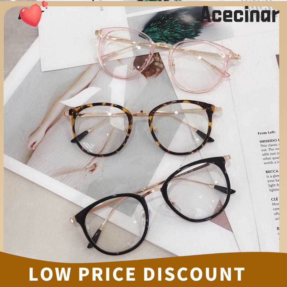 ACECINAR Optical Spectacle Round Frame Leopard Fashion Glasses