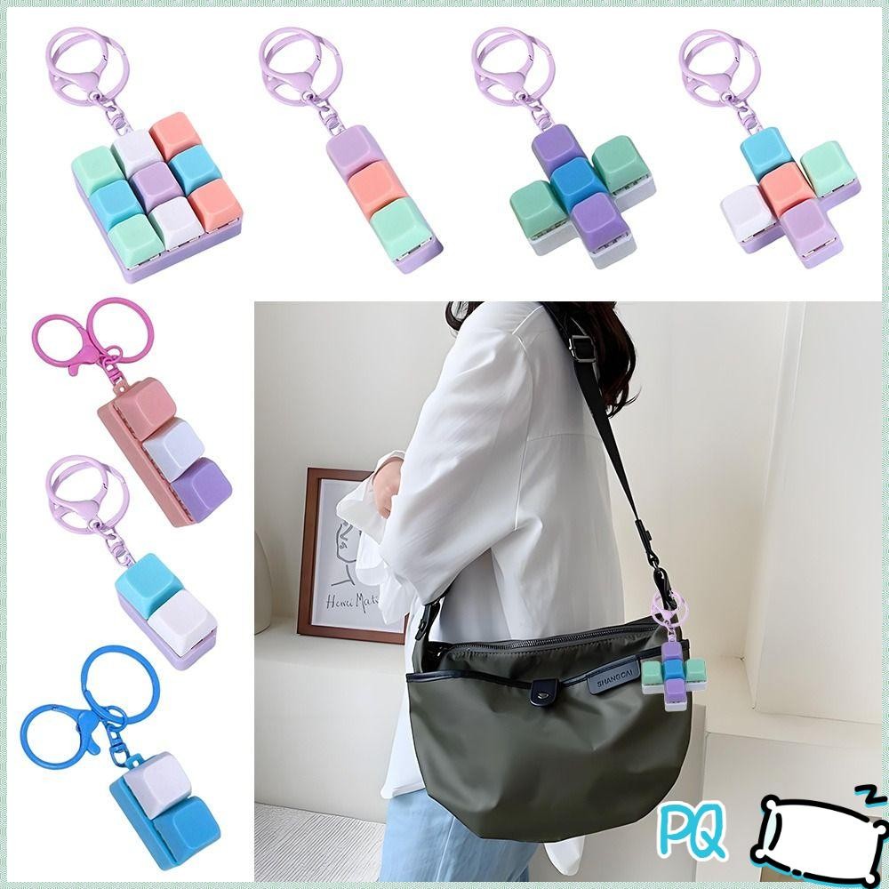 PQ Fidget พวงกุญแจ, 2/3/5/9 คีย์ปุ่มคีย์บอร์ดนิ้ว, ผ่อนคลายผ่านเวลาความเครียดบรรเทา Keycap Clicker ข