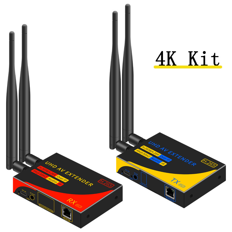4K 200m Wireless HDMI Extender เครื่องส่งสัญญาณวิดีโอและตัวรับสัญญาณ VGA Display Network Cable Trans