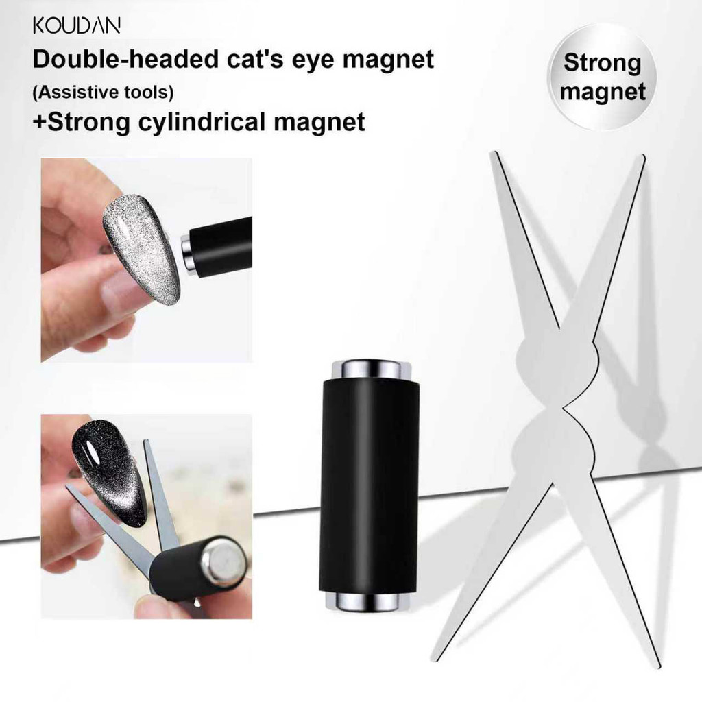 เครื่องมือทําเล็บ เครื่องมือทําเล็บ เล็บ แมว ดวงตา สองหัว แม่เหล็กทรงกระบอกรูปตัว ย ลายฝรั่งเศส อเนกประสงค์ คูดัน