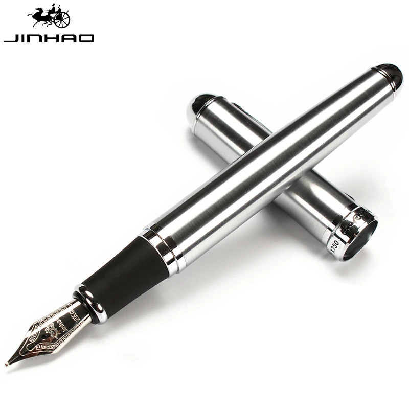 Jinhao X750 Silver Stainless Steel Medium 18kgp Nib Fountain Pen