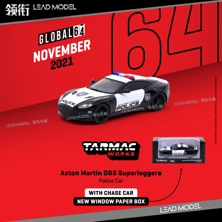 สต็อกพร้อม| Aston Martin Aston Martin Aston Martin DBS TARMAC 1/64 รถตํารวจ รุ่น TW