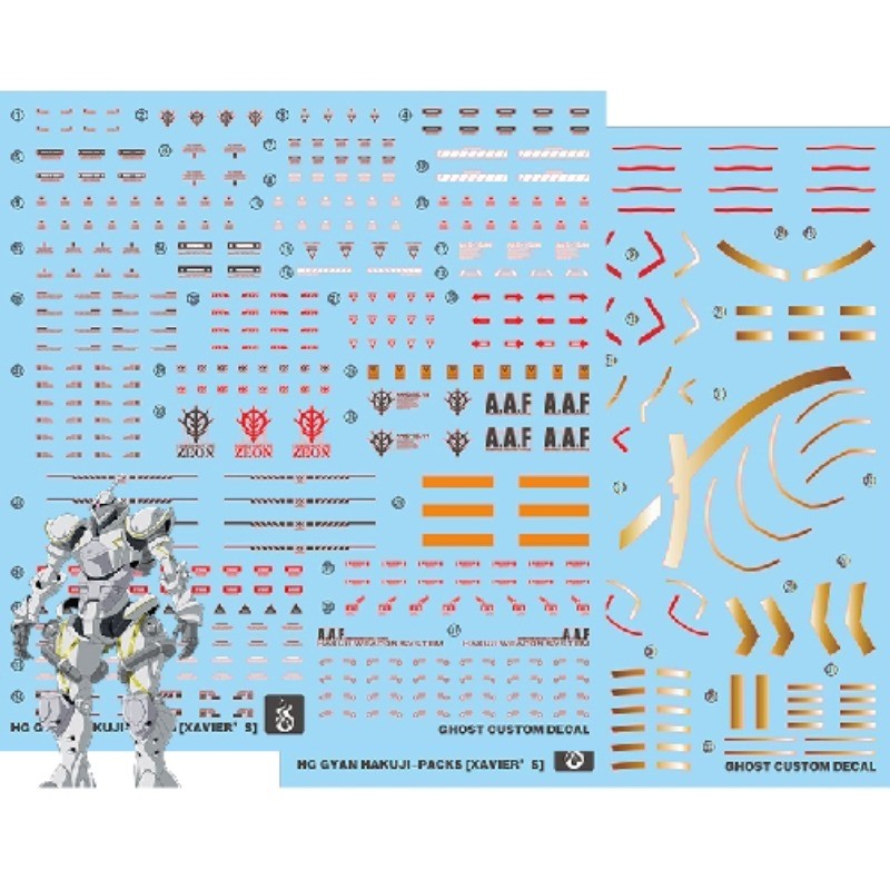 GHOST CUSTOM Decal HG GYAN HAKUJI-PACKS XAVIER S ความละเอียดสูงเรืองแสงทองฟอยล์สติกเกอร์น้ํา DIY อะไ