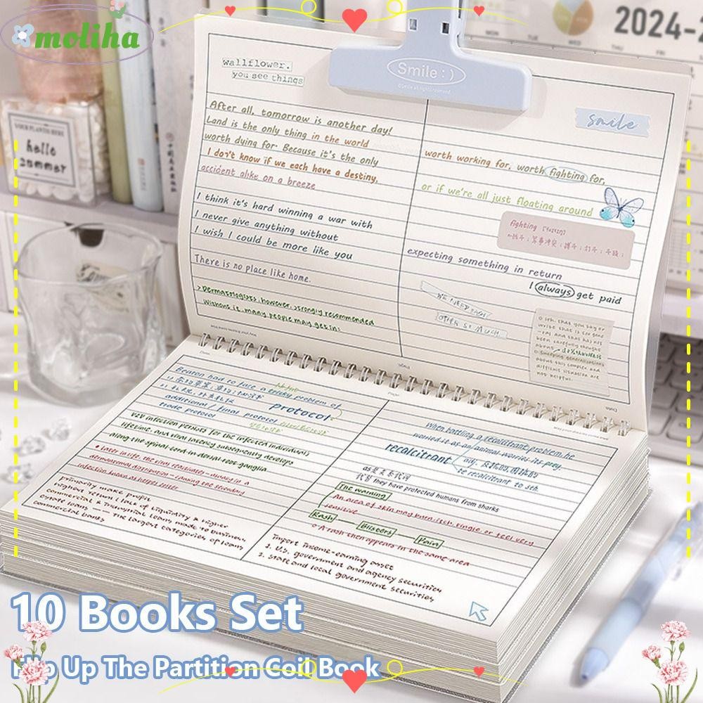 MOLIA สมุดบันทึกแบบม้วน, ตาราง/เส้นแนวนอนกระดาษหนา B5 Notepad, การออกแบบพาร์ทิชันที่เรียบง่ายการเขียน Memopad สํานักงานโรงเรียน