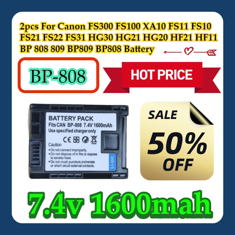 2 ชิ้นสําหรับ Canon FS300 FS100 XA10 FS11 FS10 FS21 FS22 FS31 HG30 HG21 HG20 HF21 HF11 BP 808 809 BP