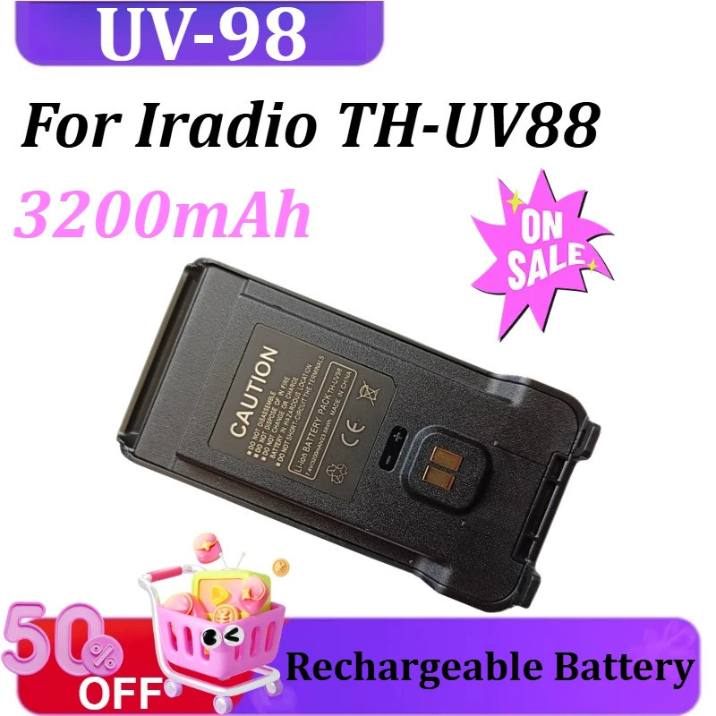 UV-98 Plus Li-ion Rechargable แบตเตอรี่ TYPE-C 3200mAh สําหรับ Iradio TH-UV88/TH-UV98 วิทยุเปลี่ยนวิ