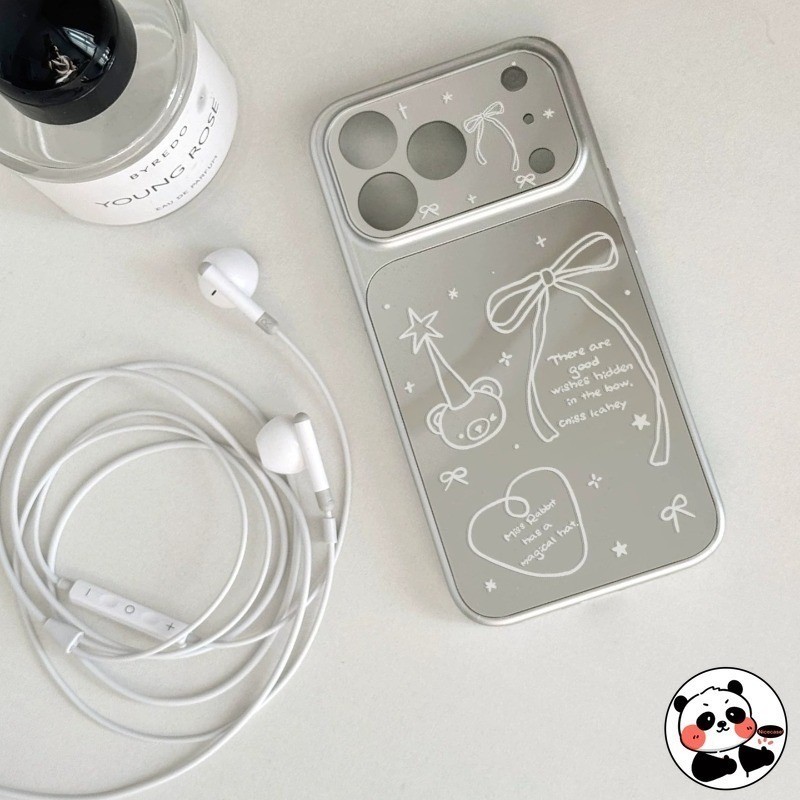 หมีน่ารักกระจกเคสโทรศัพท์สําหรับXiaomi 17T Pro Civi 3 Poco X5 X3 Pro NFC M7 Plus M6 M5S M2 Pro F8 Pro 5G 4Gฝาครอบหรูหราการ์ตูนElegant Bow Insสไตล์ปลอกนุ่ม