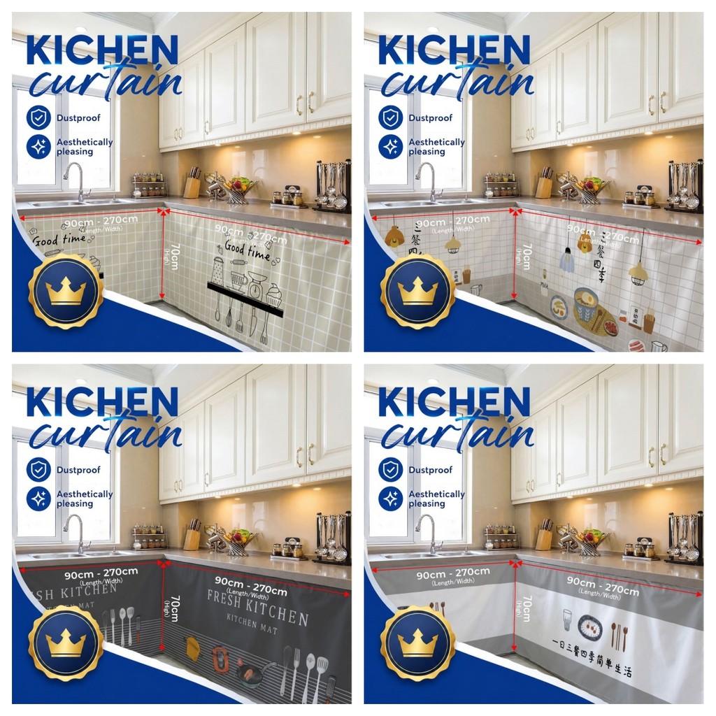 Warm Healing Kitchen Langsir Kabinet Dapur Langsir Sinki Dapur Tirai Dapur Pelekat เทปตู้ครัวผ้าม่านโต๊ะตกแต่ง