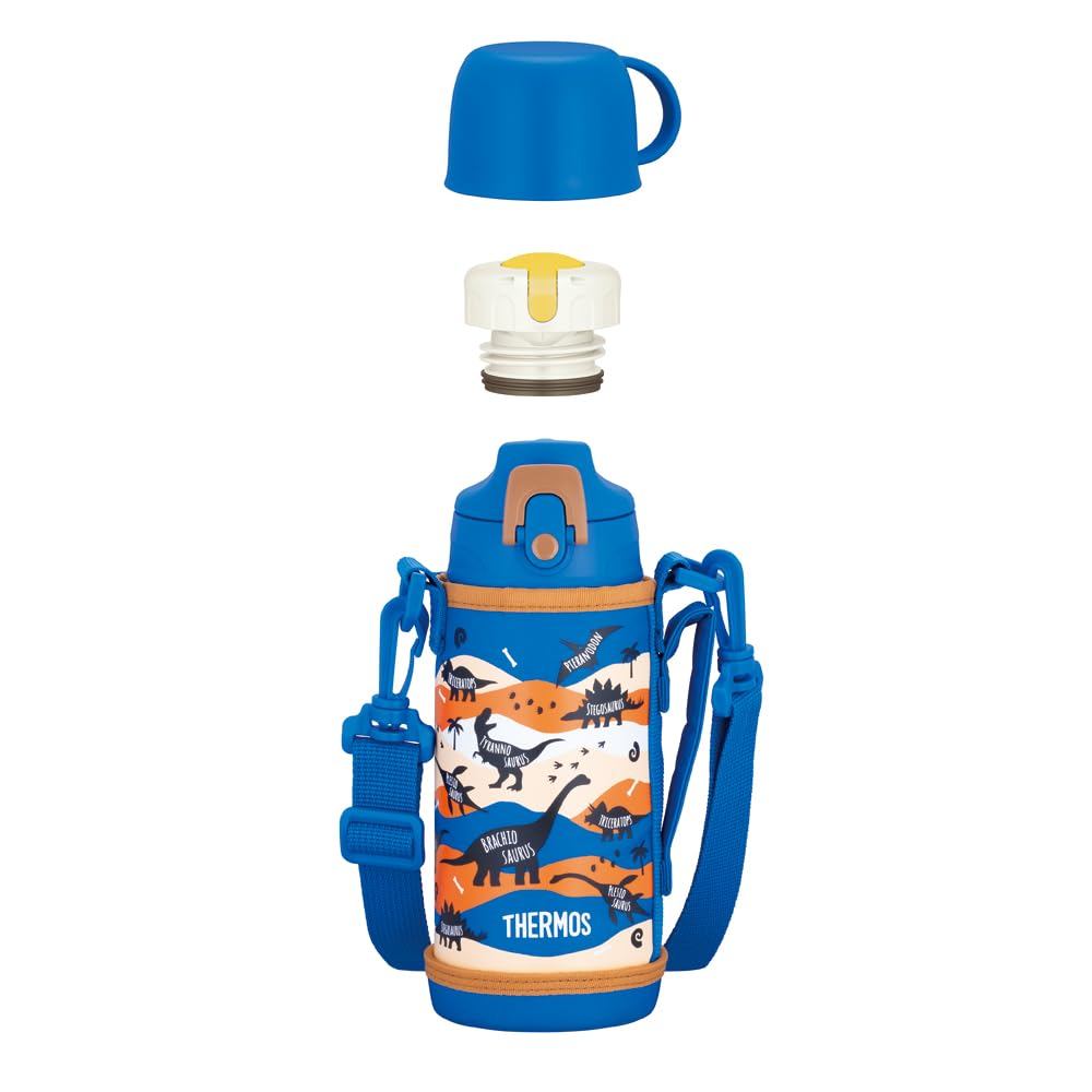 Thermos Vacuum Insulated 2-Way Water Bottle, 0.6L/0.63L, Blue Brown, Direct Drinking, with Cup, for 