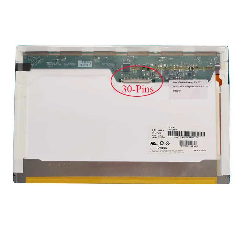 เกรด A+ LP121WX3 TLC1 1280(RGB)800 30 พิน 12.1 นิ้วแล็ปท็อปหน้าจอ lcd เปลี่ยนแผงจอแสดงผล