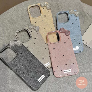 เคสกลิตเตอร์ลายจุดดำ โบว์คริสตัลติดข้าง สไตล์สาวหวาน สำหรับ OPPO Reno 16 16F 13F 15F 8T 5 11 5F 11F 10 14 14F 12 12F 6z