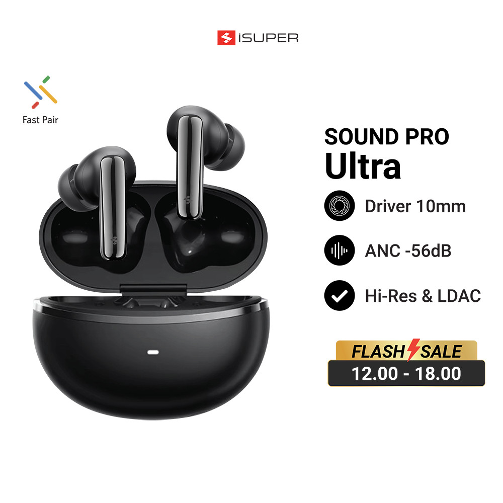 [ลดเหลือ 1691] iSUPER SOUND PRO Ultra หูฟังไร้สาย 2 Driver ลดเสียงรบกวน Bluetooth 6.0 ใช้งานผ่านแอปฯ -1Y
