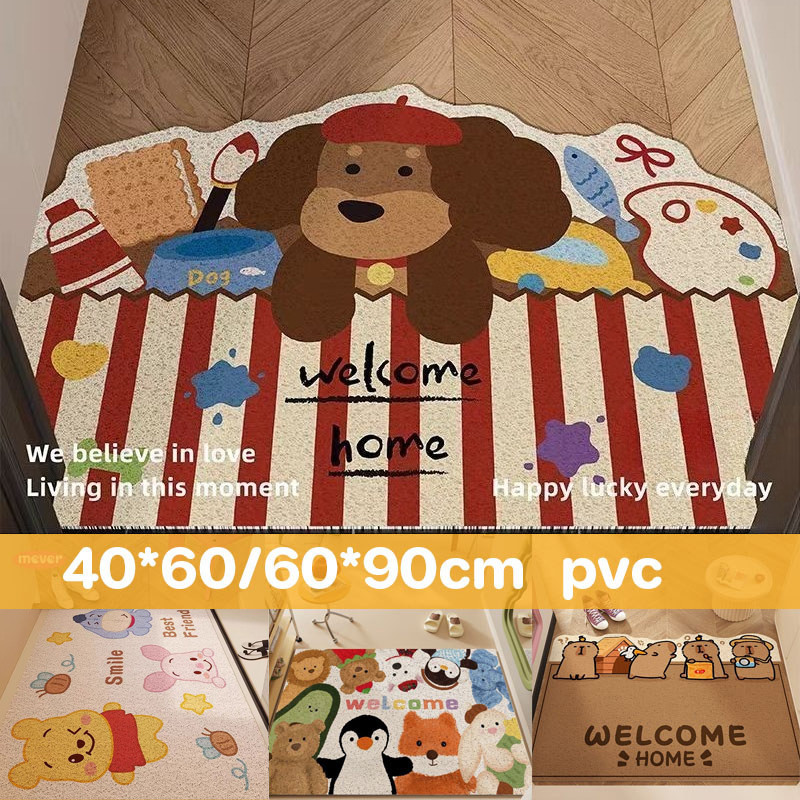 COD แผ่นรองกันลื่นห้องน้ำ PVC สายใยเกลียว 40*60/60*90cm กันลื่นได้ดี ลายการ์ตูนน่ารัก