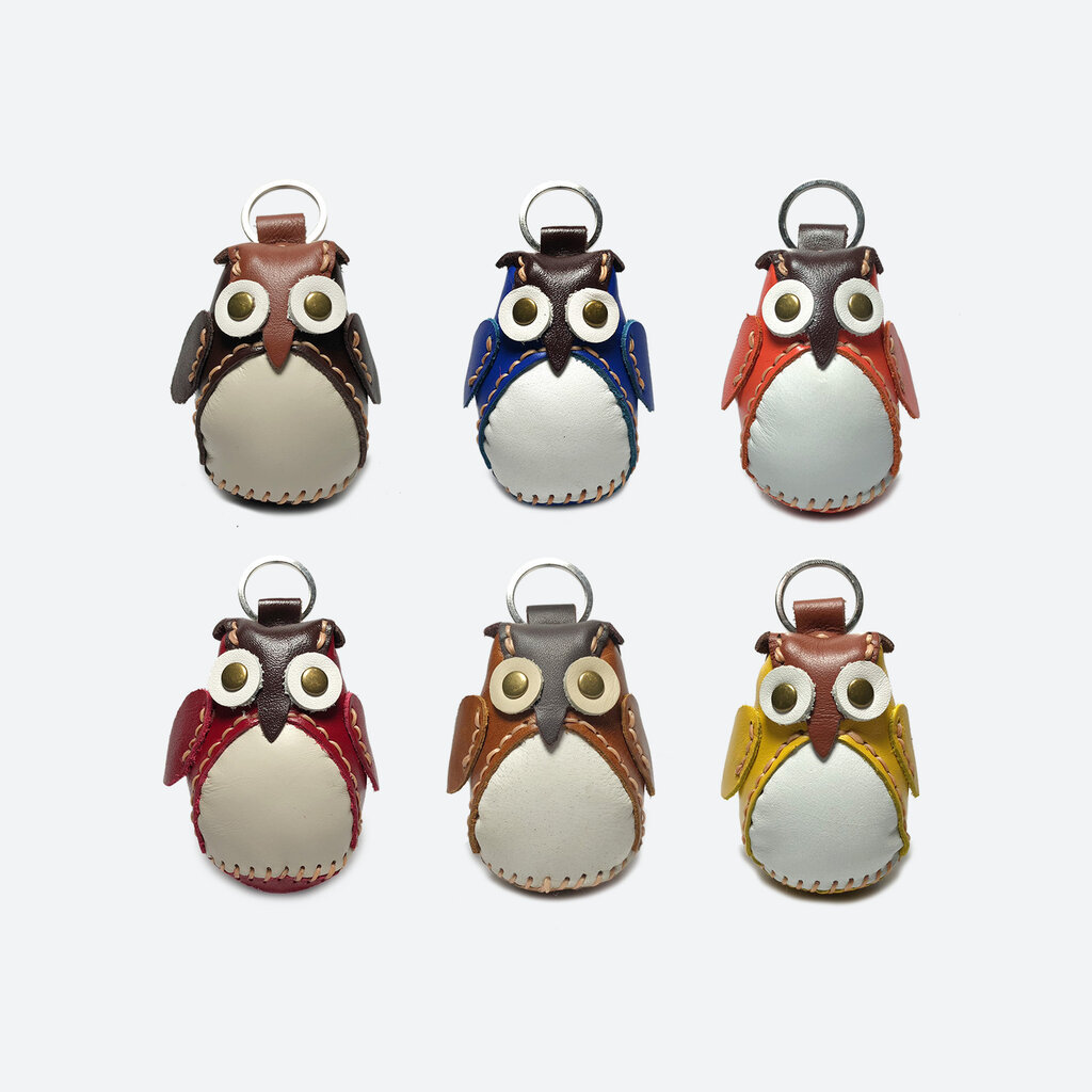 พวงกุญแจ หนังวัวแท้ Me Phenomenon - Owl Keyring