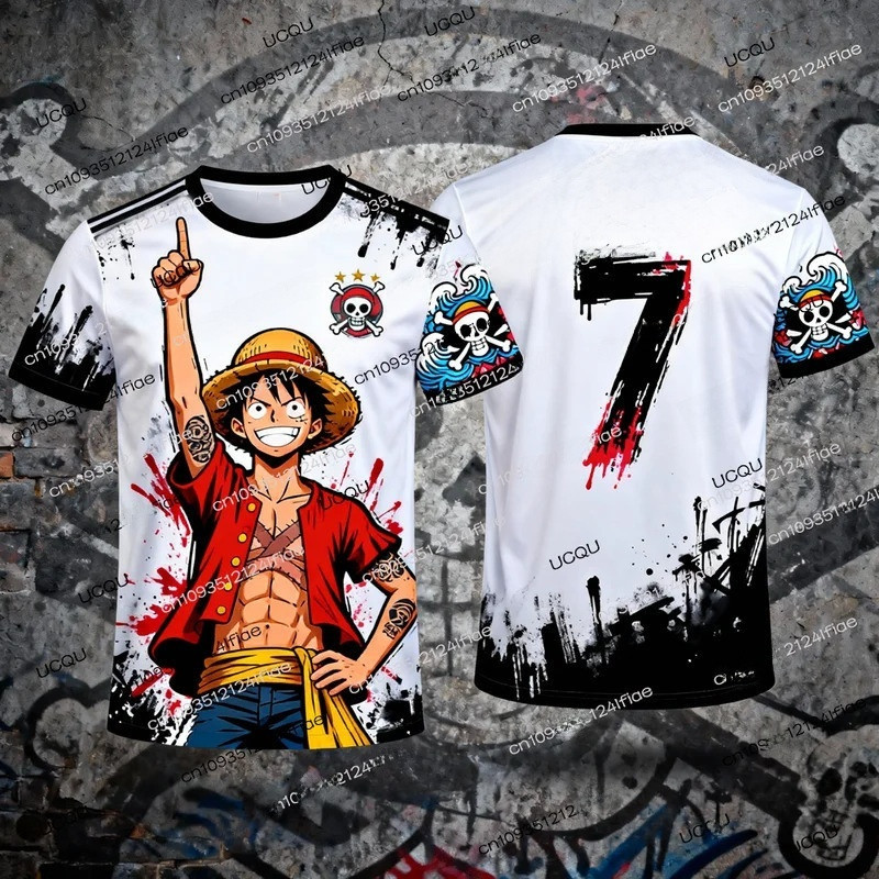 รุ่นพิเศษของ One Piece Ronaldo No. 7เสื้อยืดเจอร์ซีย์พิมพ์ลาย Raffity 3D - เหมาะสําหรับทั้งชายและหญิง - 2026 เสื้อยืดฟุตบอลแขนสั้นสไตล์ใหม่
