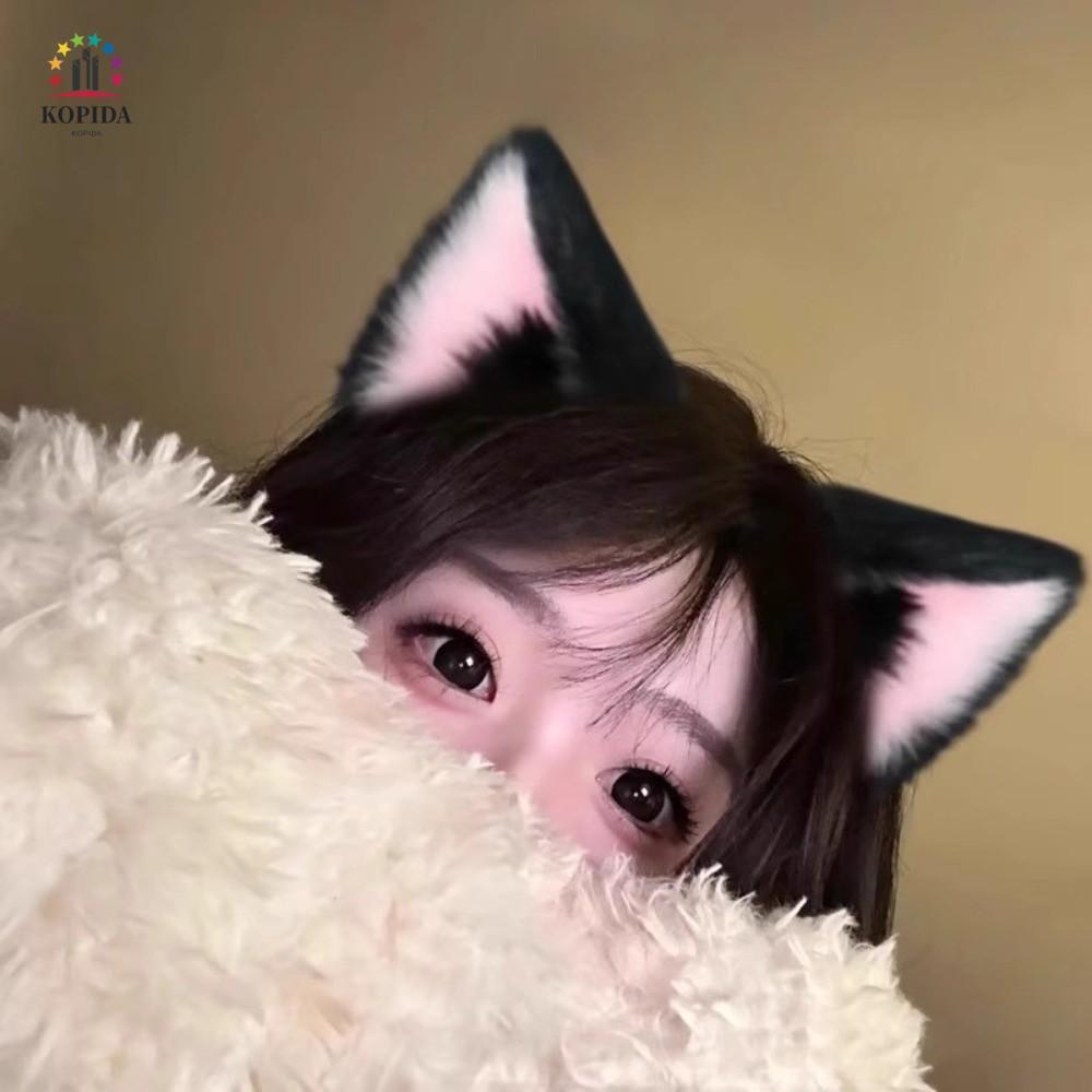 WILLIS ที่คาดผมตุ๊กตา, JK Lolita หูแมวที่คาดผม, ห่วงผมหวานกิ๊บติดสามมิติ Furry คอสเพลย์ Headwear สาว