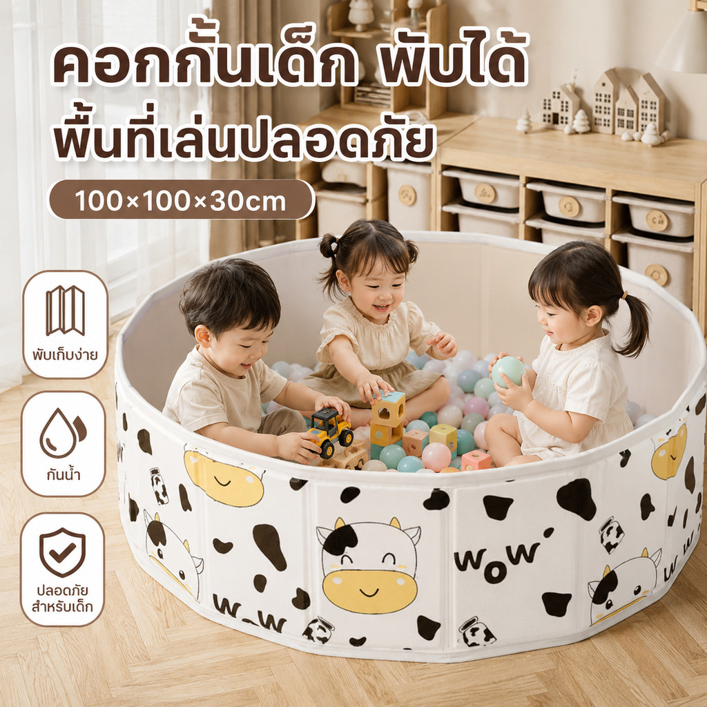 สระทรายเด็ก บ่อทราย พับได้ บ่อบอล วัสดุปลอดภัย ทนทาน ไม่ต้องเป่าลม พกพาสะดวก รั้วเด็กทารก