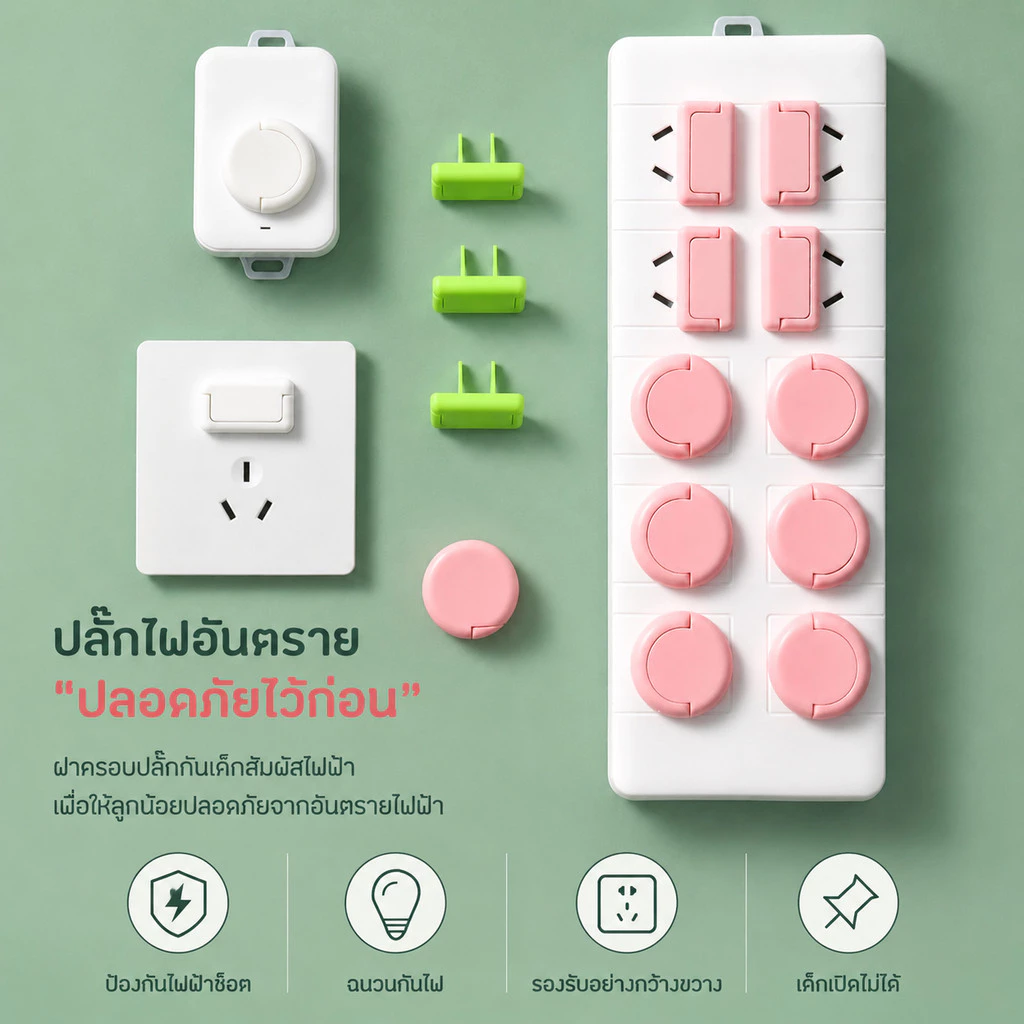 ที่อุดรูปลั๊กมีที่จับ แบบ 2และ3 ขา ป้องกันเด็กแหย่ จุกปิดรูปลั๊ก กันไฟช็อต ที่ปิดรูปลั๊ก