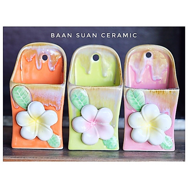 Baansuanceramic แจกันแขวงผนัง เซรามิค แจกัน แจกันห้อยผนัง กระถางปลูกต้นไม้ กระถางไม้น้ำ