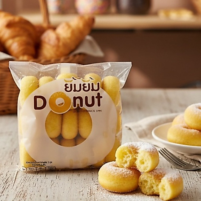 ยิ้มยิ้ม โดนัทนมสด [1ห่อ] ขนมโดนัทยิ้มยิ้ม   DONUTYIM Sugar donut