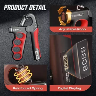 Hand Gripper Strengthener ปรับความต้านทาน Forearm Trainer Grip Exerciser พร้อมเคาน์เตอร์เครื่องมือฟิตเนส