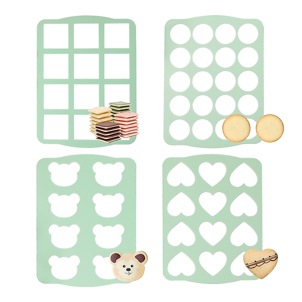 Qeleg 2/4pcs cracker cookie ซิลิโคนแม่พิมพ์4รูปแบบ easy release cookie shaper สไตล์ญี่ปุ่นสีขาวคนรักคุกกี้แม่พิมพ์กรอบคุกกี้แซนวิช