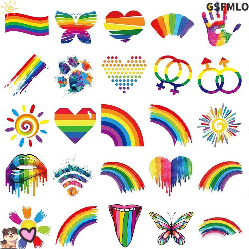 GSFMLO 12PCS แขนปลอม Tattoo กันน้ํา Body Art Pride Festivals รอยสัก