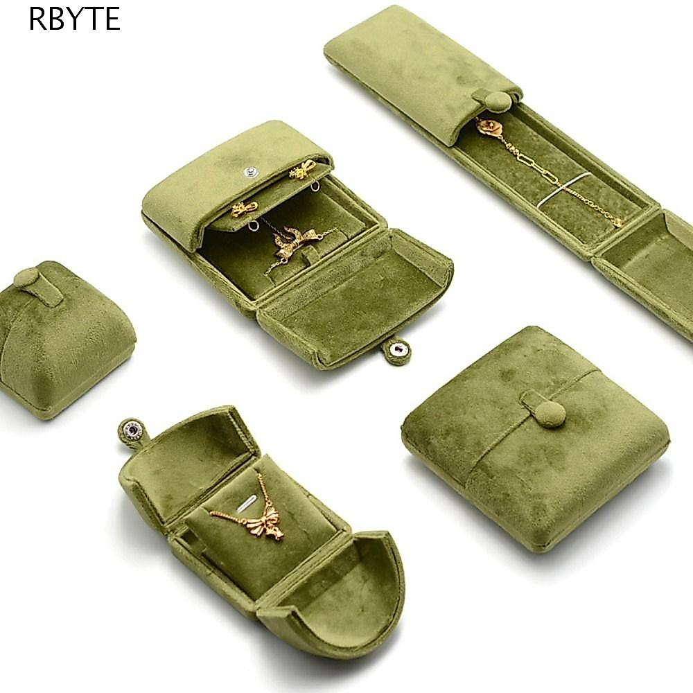 RBYTE กล่องเครื่องประดับกํามะหยี่, หรูหราสีทึบแหวน Bearer กล่อง,แบบพกพา Vintage ประตูคู่เครื่องประดับผู้ถือเครื่องประดับแหวน/สร้อยคอ/สร้อยข้อมือเก็บ