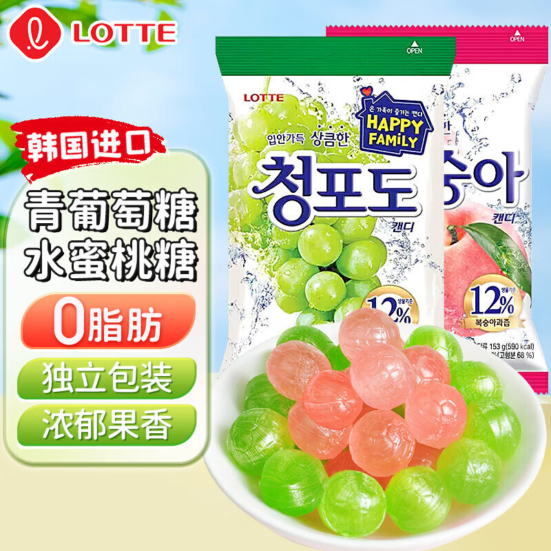 Fruit Fruit Fruit Candy ลูกอมกัมมี่นําเข้าล็อตเต้องุ่นสีเขียว Tila Sky Green Candy Candy ของว่างรสแข