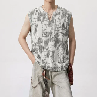 MEFEEE พลัสขนาดผู้ชายฤดูร้อนชายหาดเสื้อกล้ามมัดย้อมเสื้อกั๊กแขนกุดหลวมพอดีแห้งเร็วระบายอากาศ ม-5เอ็กแอล