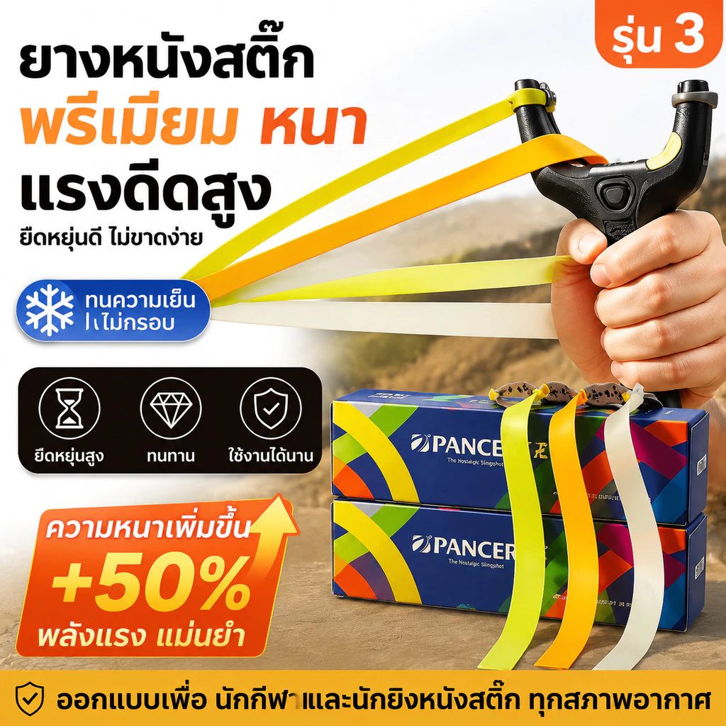 (ชุดละ 10 เส้น) PRECISE ยางหนังสติ๊ก แบบยางหนา ยืดหยุ่นสูง ยางแบน (หนา0.55-0.75mm)