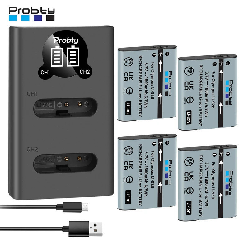 1800mAh Li-90B Li-92B แบตเตอรี่เครื่องชาร์จสําหรับ Olympus Li 90B Li92B Tough TG-4 TG-6 TG-5 TG-2 TG